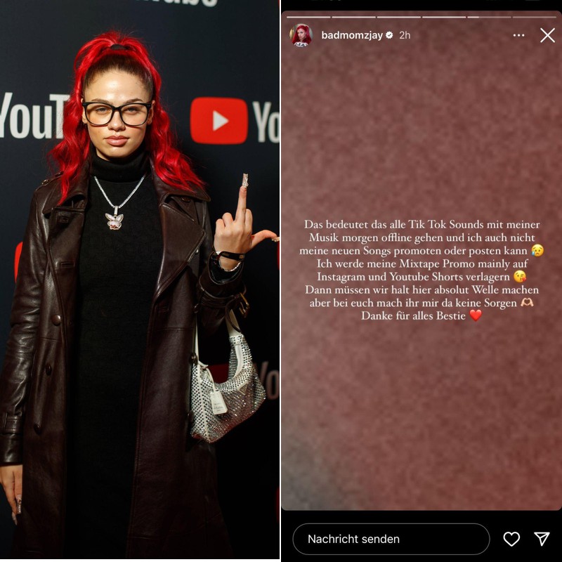 Badmómzjay verlagert ihre Mixtape-Promo auf Instagram und YouTube Shorts.